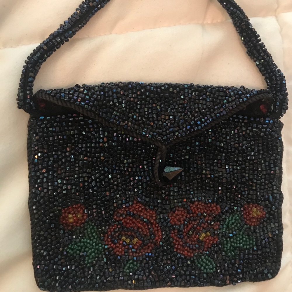 Small navy floral vintage purse